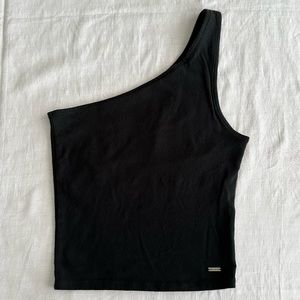 Hollister Black One Shoulder Crop Top